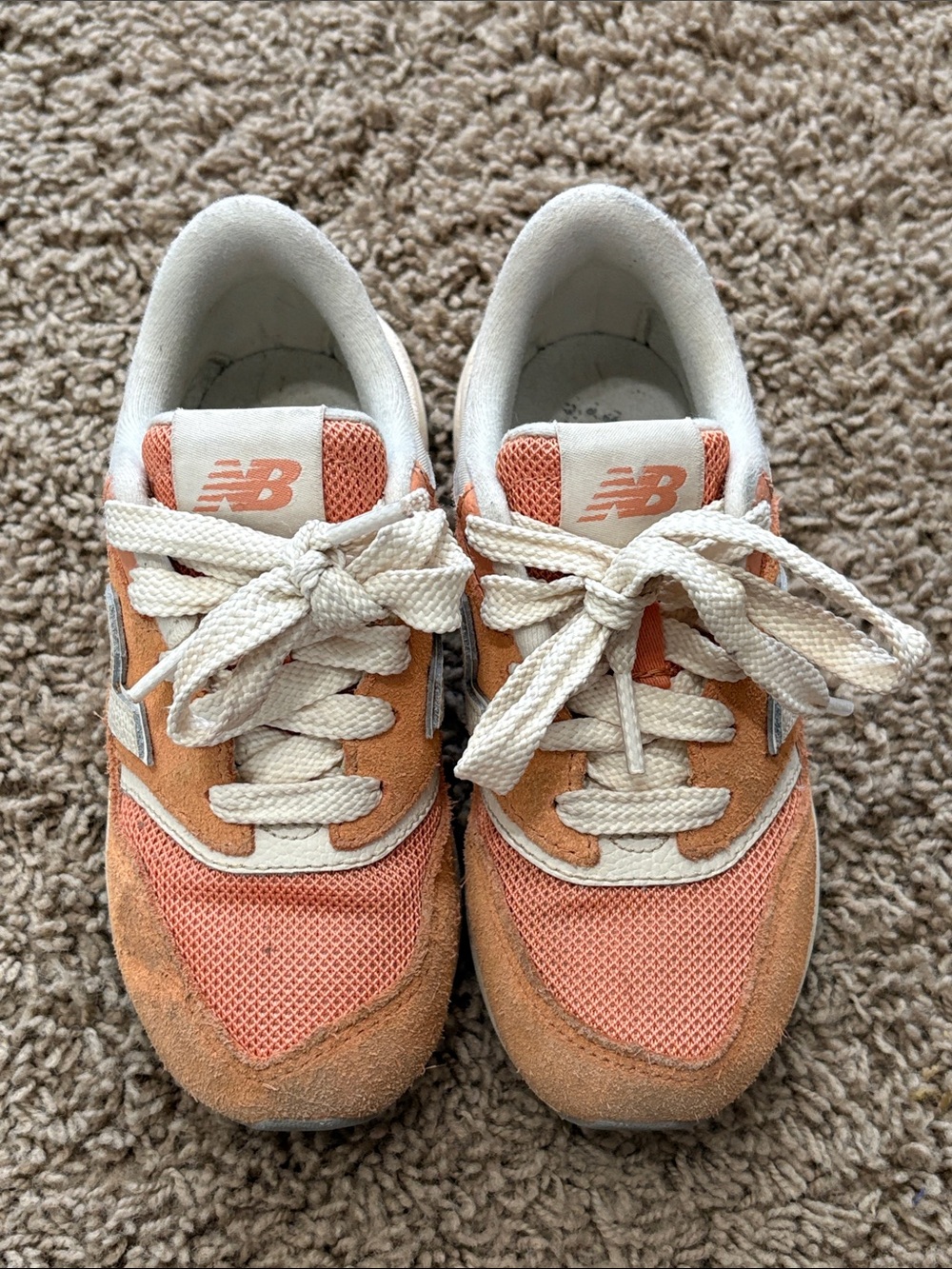 New Balance Kids Peach/White Suede & Mesh Sneakers - Picture 3 of 6